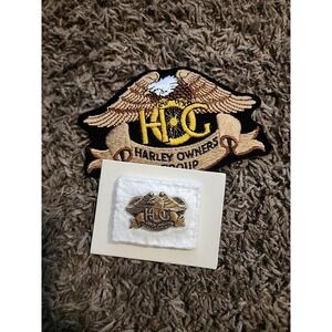 Vintage Large Back Patch And Pin HOG Harley Owners‎ Group. Pin Sealed